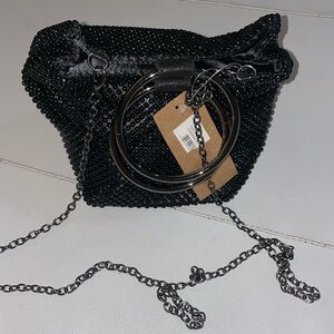NWT Black beaded evening purse